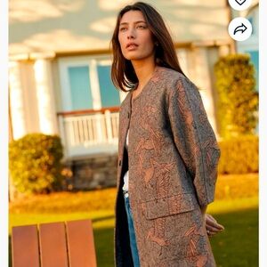 Billy Reid Gray and Pink Patterned Coat